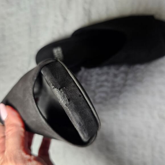 Eileen Fisher Sandals Womens 10 Fala Black Slip On Open Toe Minimalist Leather - Picture 9 of 9